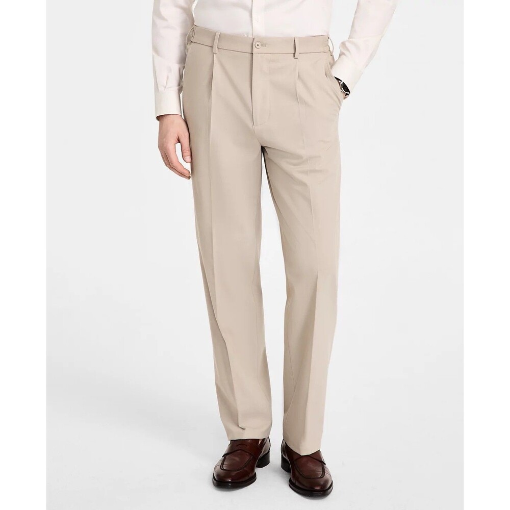 $95 NEW TOMMY HILFIGER MENS 33X32 TAN SOFT RELAXED TROUSERS DRESS PANTS SLACKS